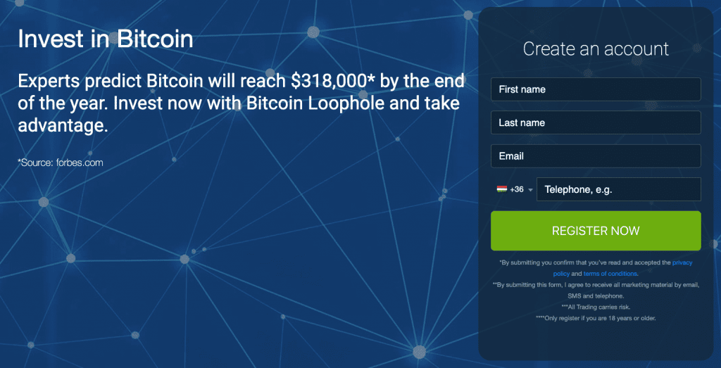 Regisztrálj egy Bitcoin Loophole számlát