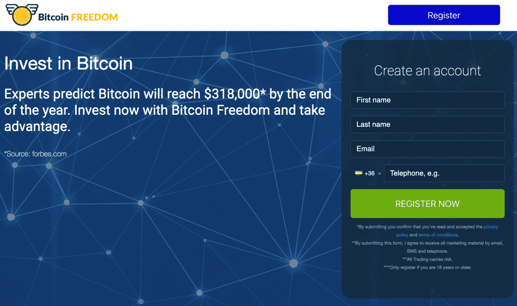 Nyiss fiókot a Bitcoin Freedom oldalon
