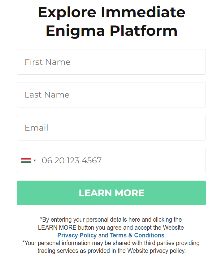 Immediate Enigma regisztráció