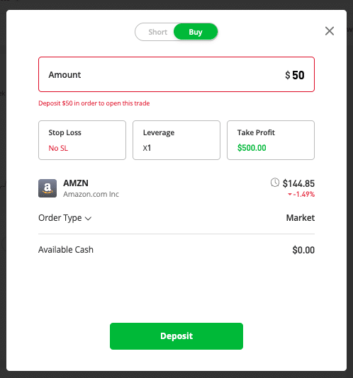 amazon etoro share purchase