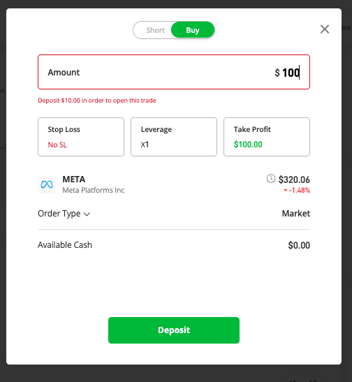 meta stock trading etoro