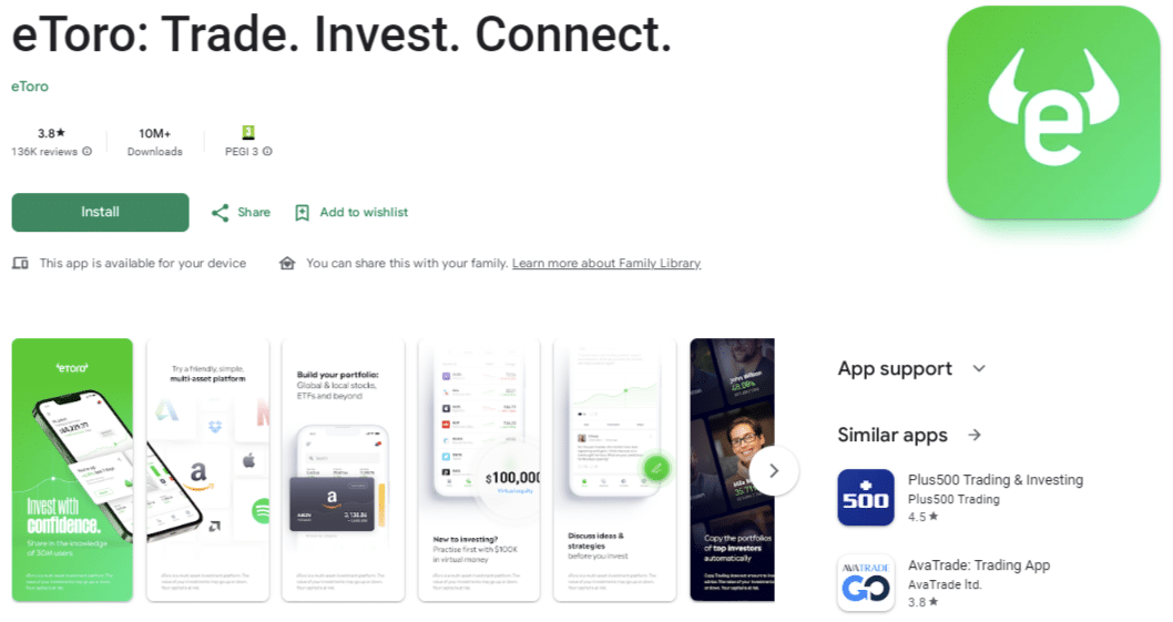 google play etoro alkalmazas