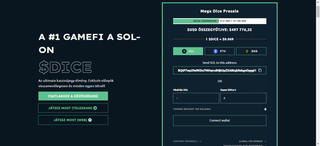 megadicetoken fooldal