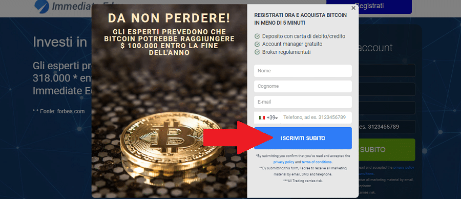 Homepage di Immediate Edge