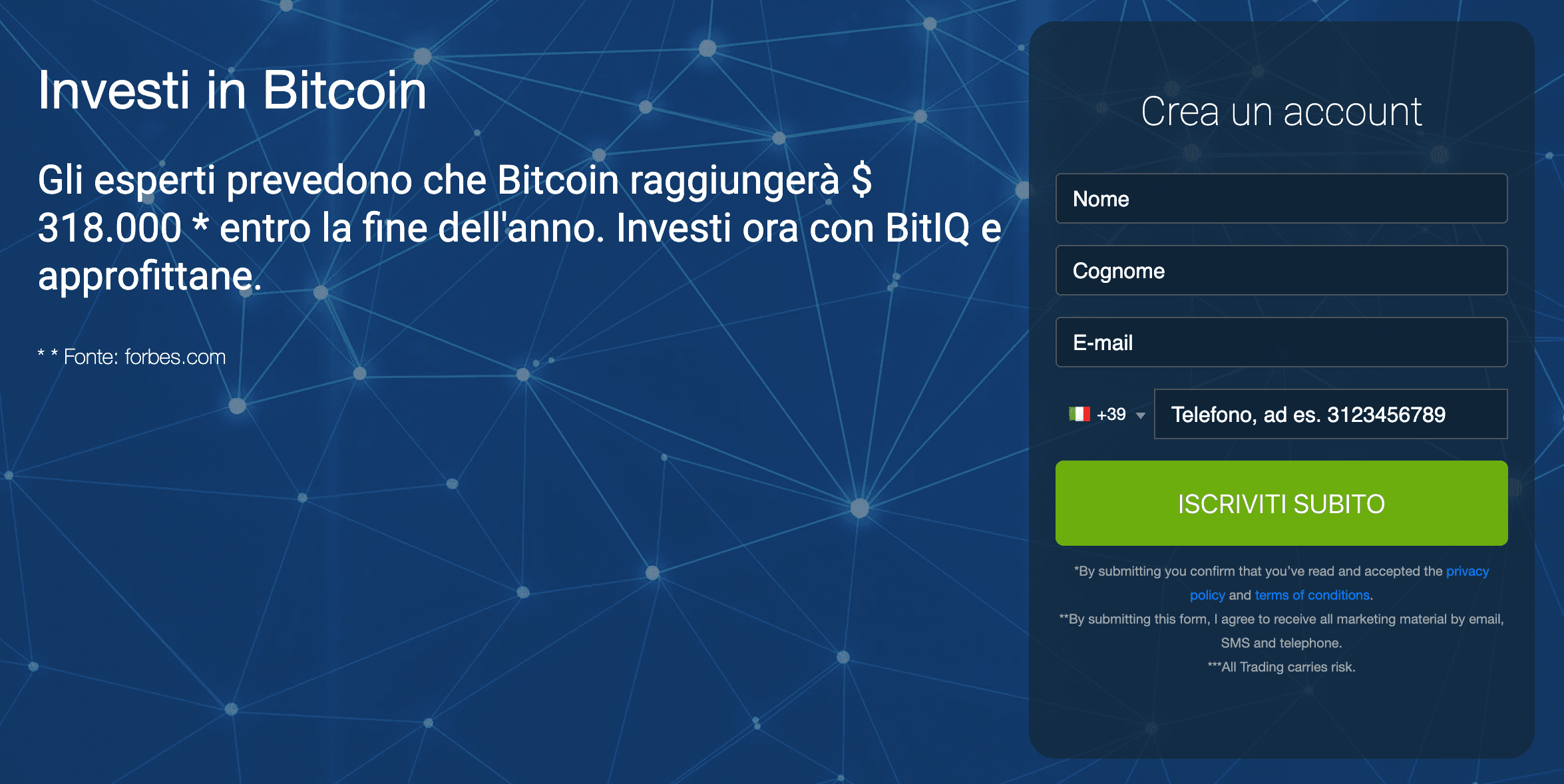 BitIQ recensioni: crea un account