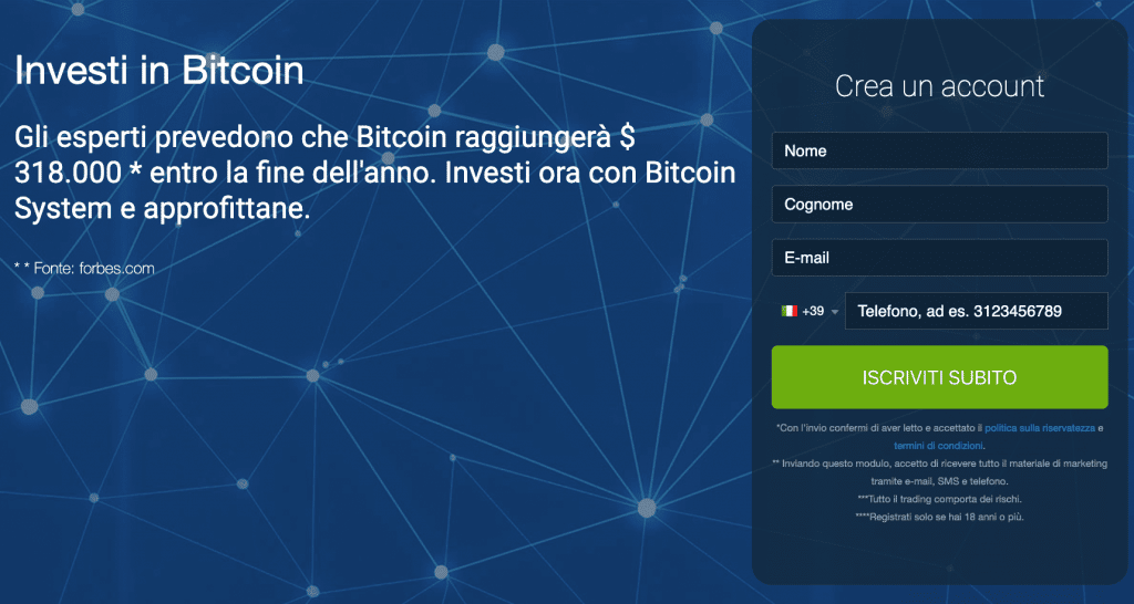 Crea un account su Bitcoin System