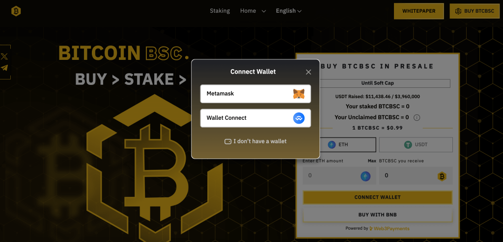 Come comprare Bitcoin BSC - collega il wallet