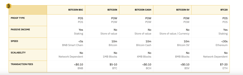 Bitcoin BSC vs gli altri cloni di Bitcoin