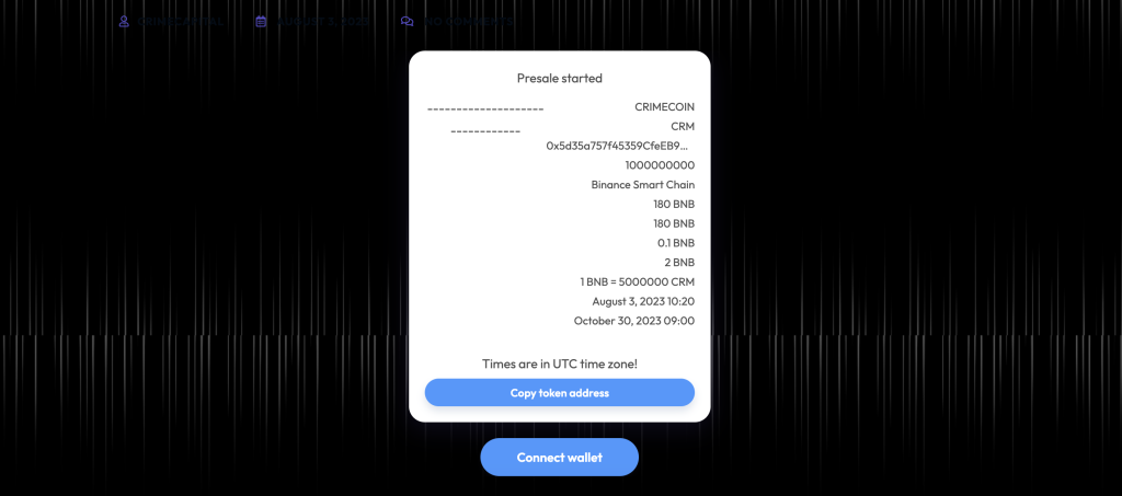 Presale di CrimeCoin - Collega il portafoglio