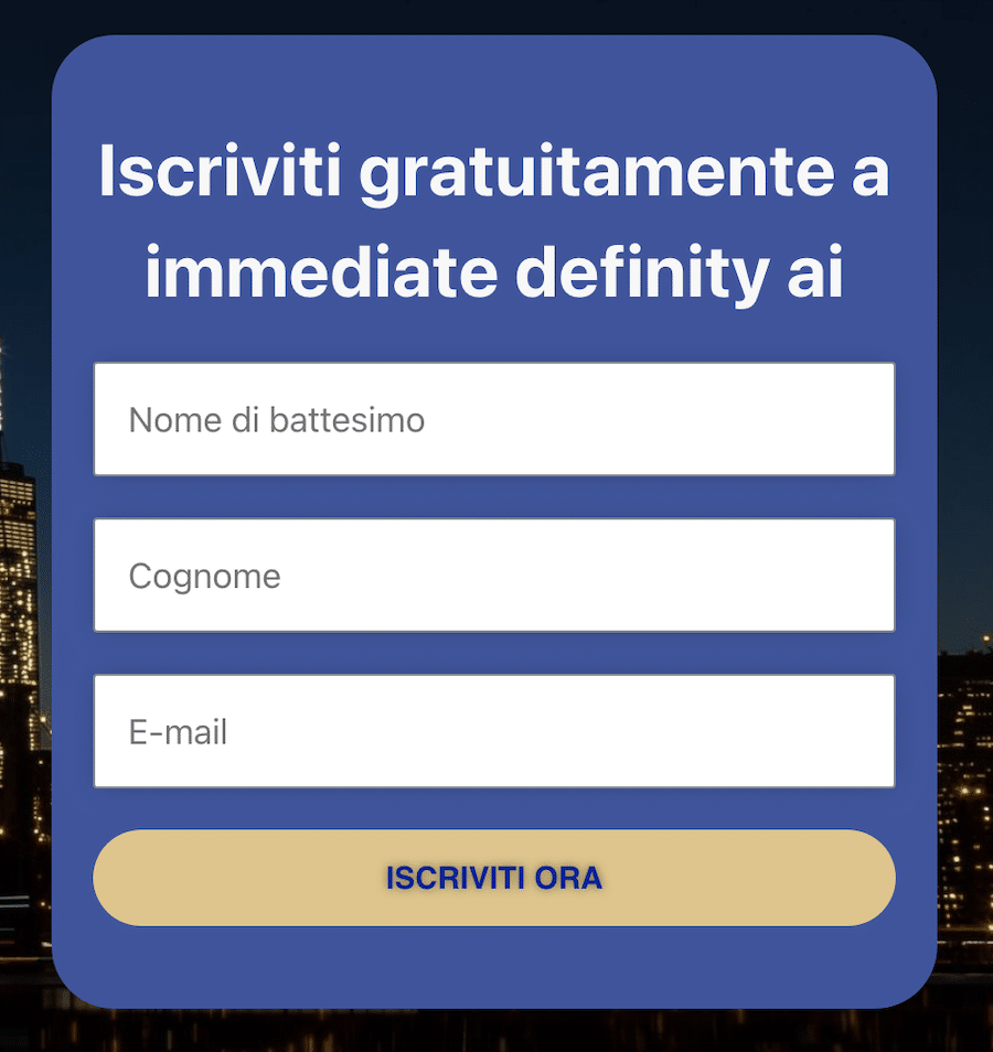 Registrarsi a Immediate Definity AI