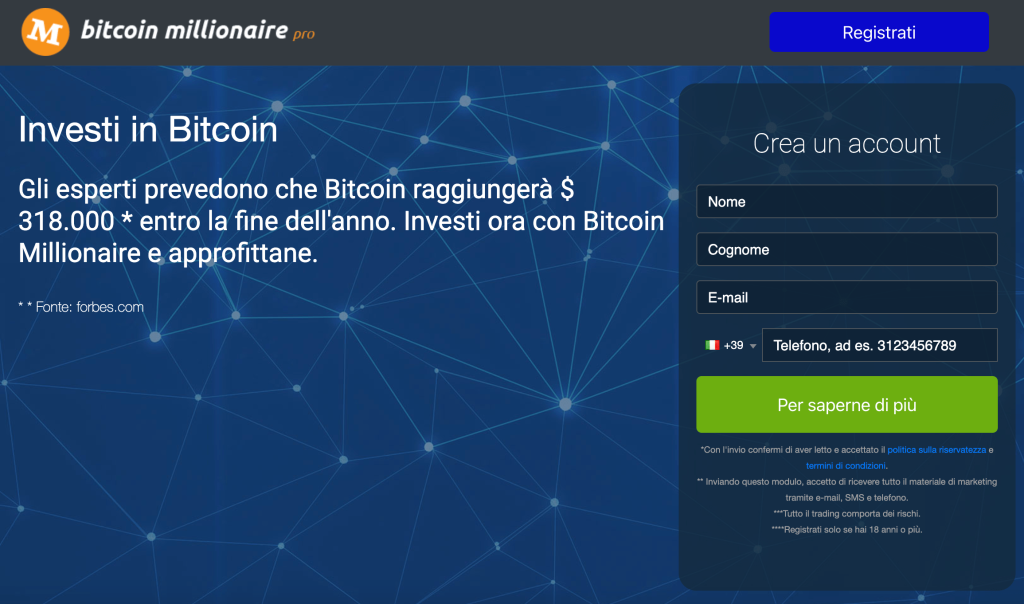 Bitcoin Millionaire homepage