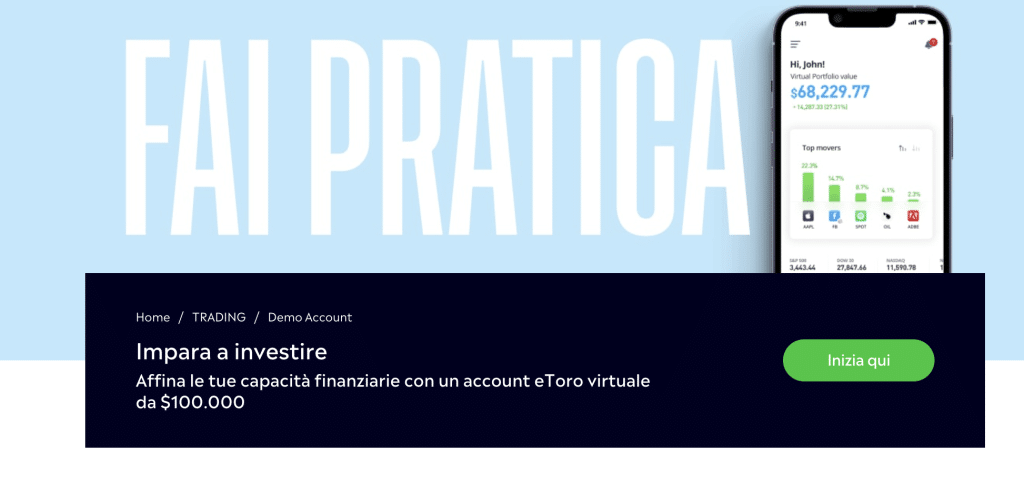 Demo account on eToro