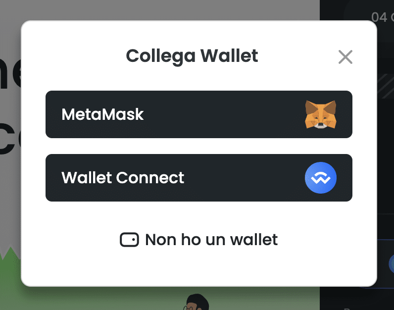 Connetti il wallet - come comprare BTCETF