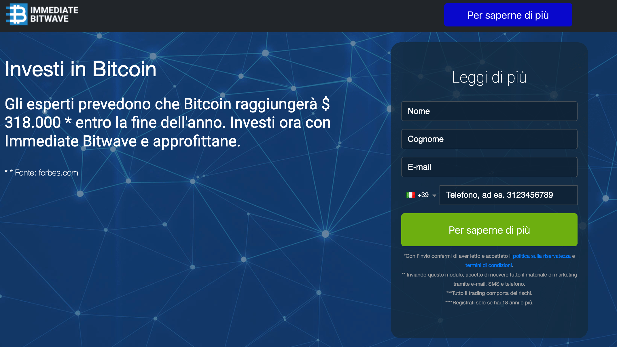 Immediate Bitwave homepage