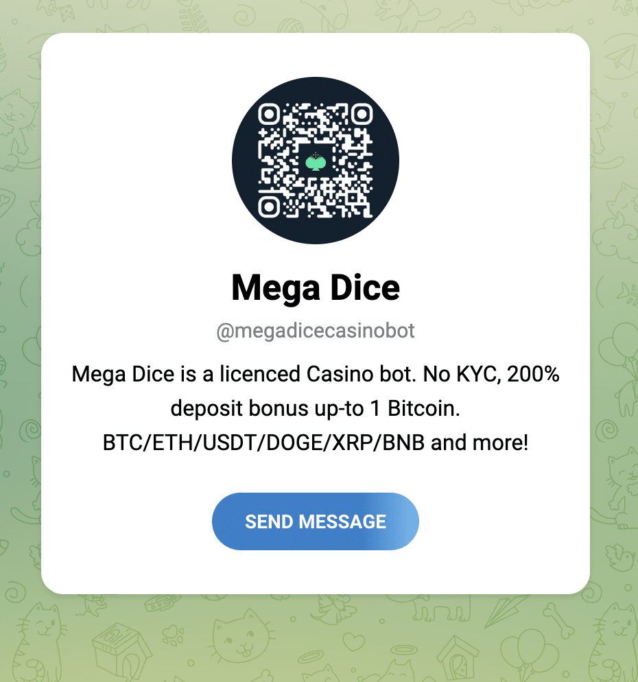 Mega Dice - iscrizione tramite Telegram