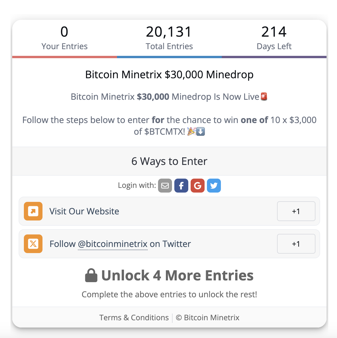 airdrop crypto Bitcoin Minetrix