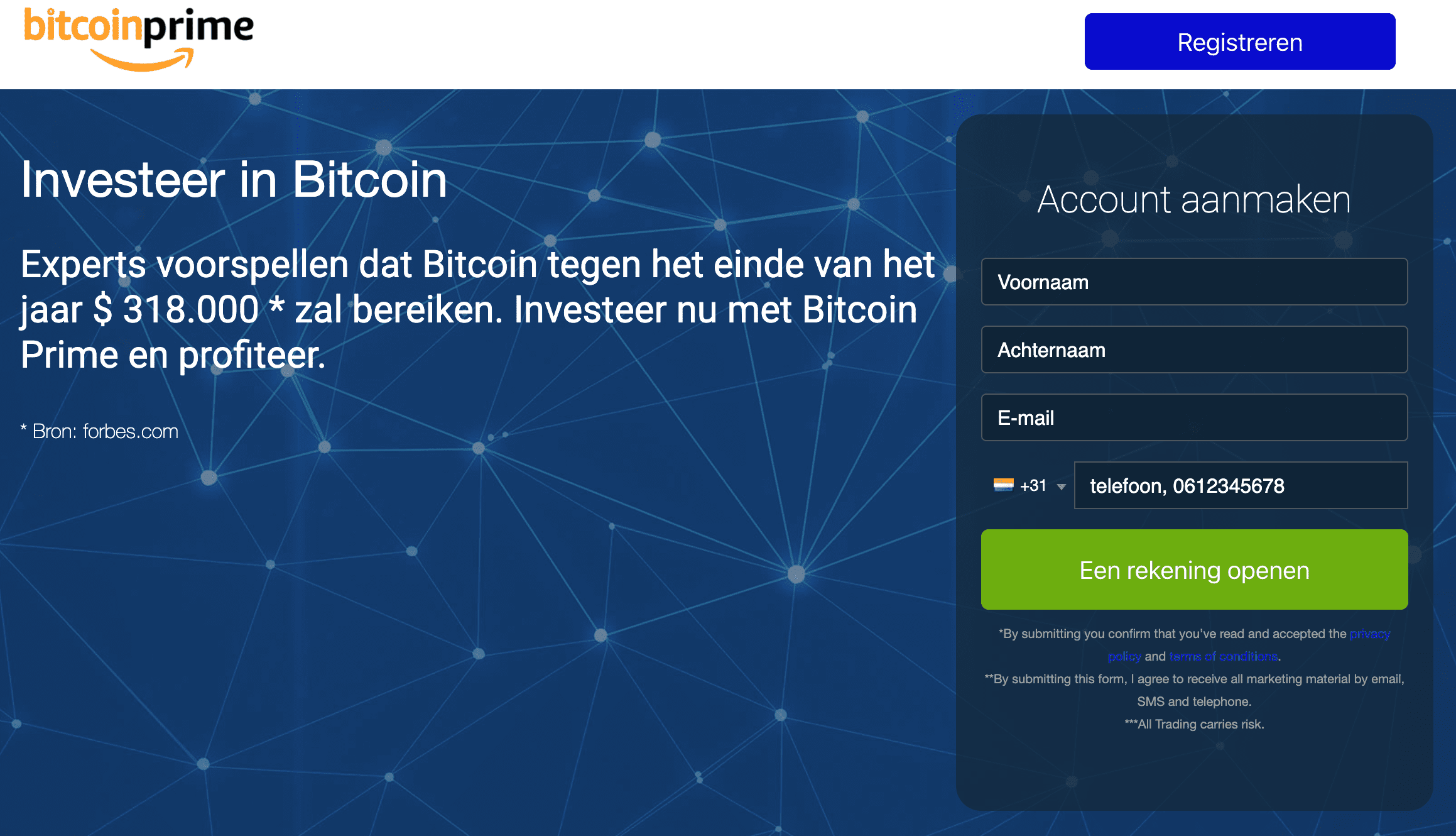 Maak een Bitcoin Prime Account aan