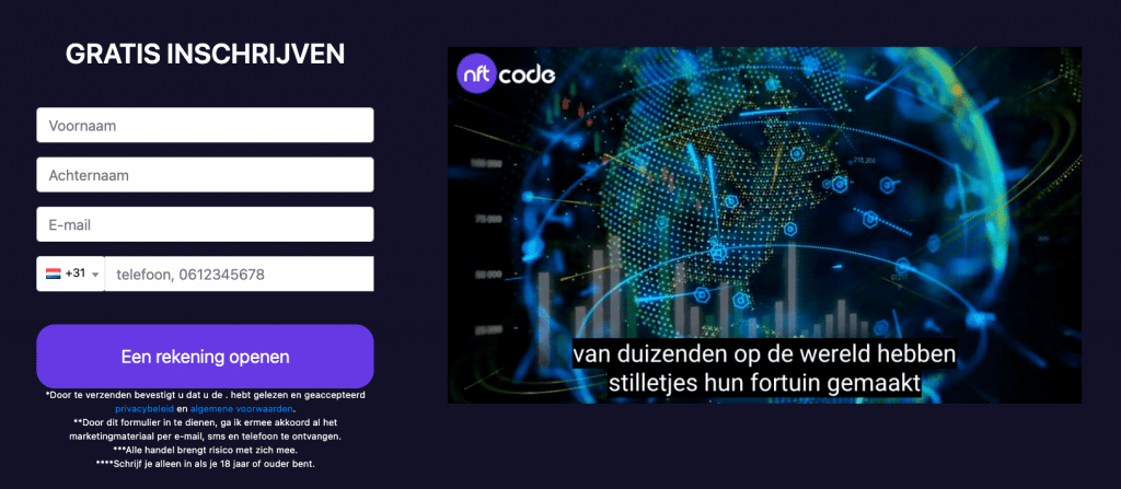 maak een NFT Code account aan
