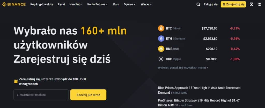 Binance strona główna