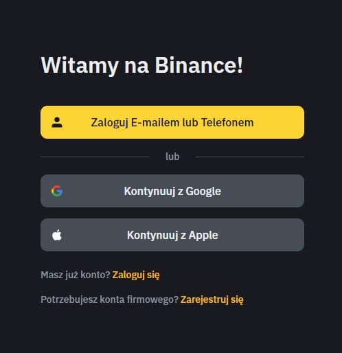 binance rejestracja konta binance rejestracja konta