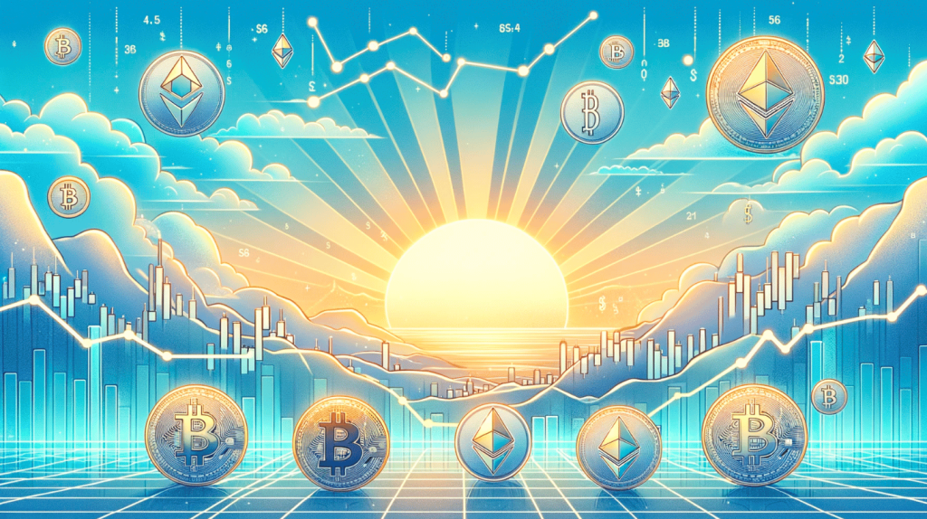 kryptowaluty-na-tle-wschodzącego-słonca kryptowaluty na tle wschodzącego słońca