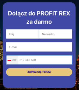 profit rex - panel rejestracji