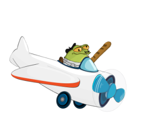 Frog Wif Hat w samolocie ilustracja