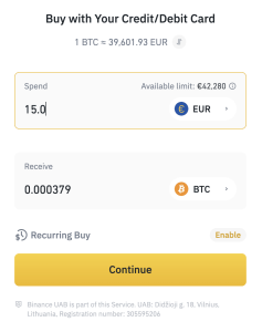 binance zasil konto