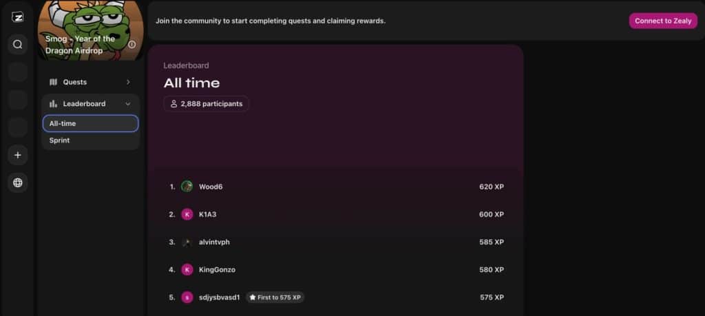 Siga a tabela de classificação do Airdrop