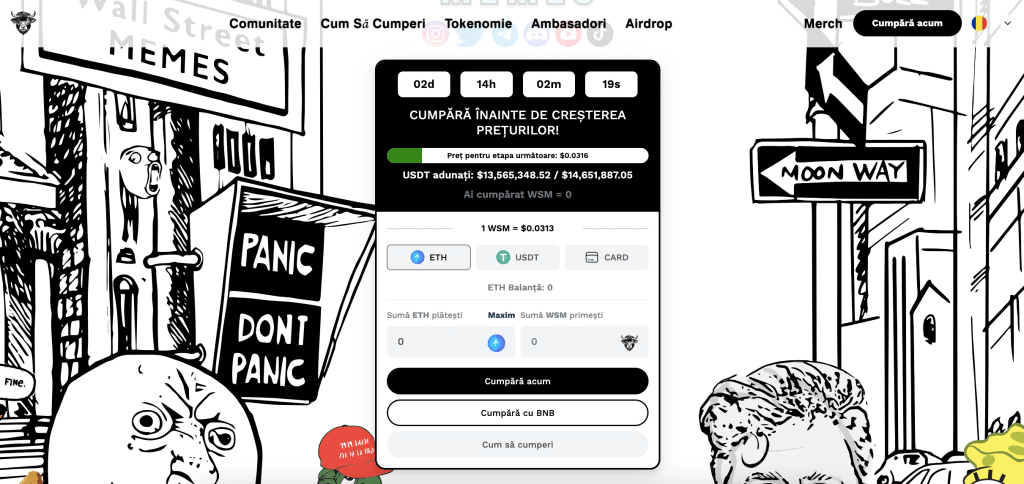 Pagina vanzare WSM Crypto