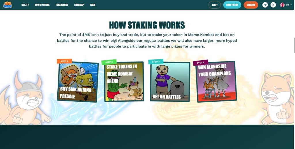 Cum funcționează stakingul Meme Kombat