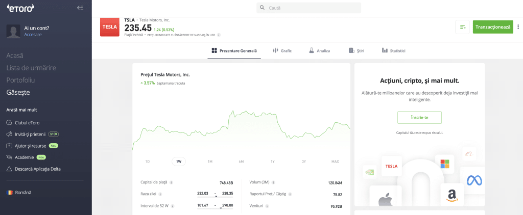 eToro - Buy Tesla Shares with Zero Commission