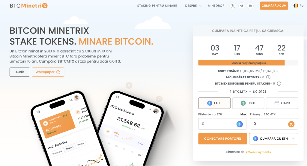Bitcoin Minetrix pagina principala