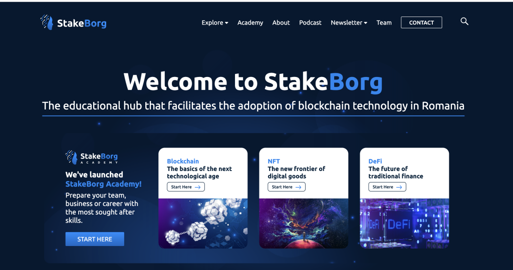 Stakeborg DAO-criptomonedă-românească-pagina principala