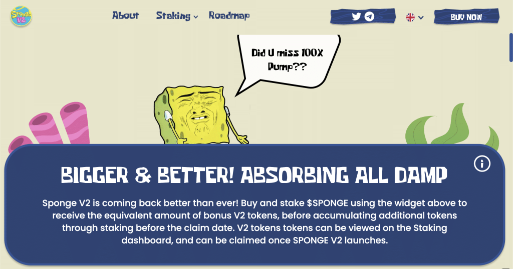 Token Sponge V2 pagina principala