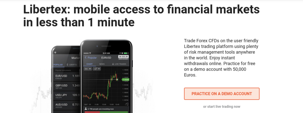 Obchodná platforma s nulovými spreadmi Libertex - banner pre mobilnú aplikáciu