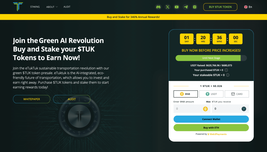 eTukTuk zelená kryptomena