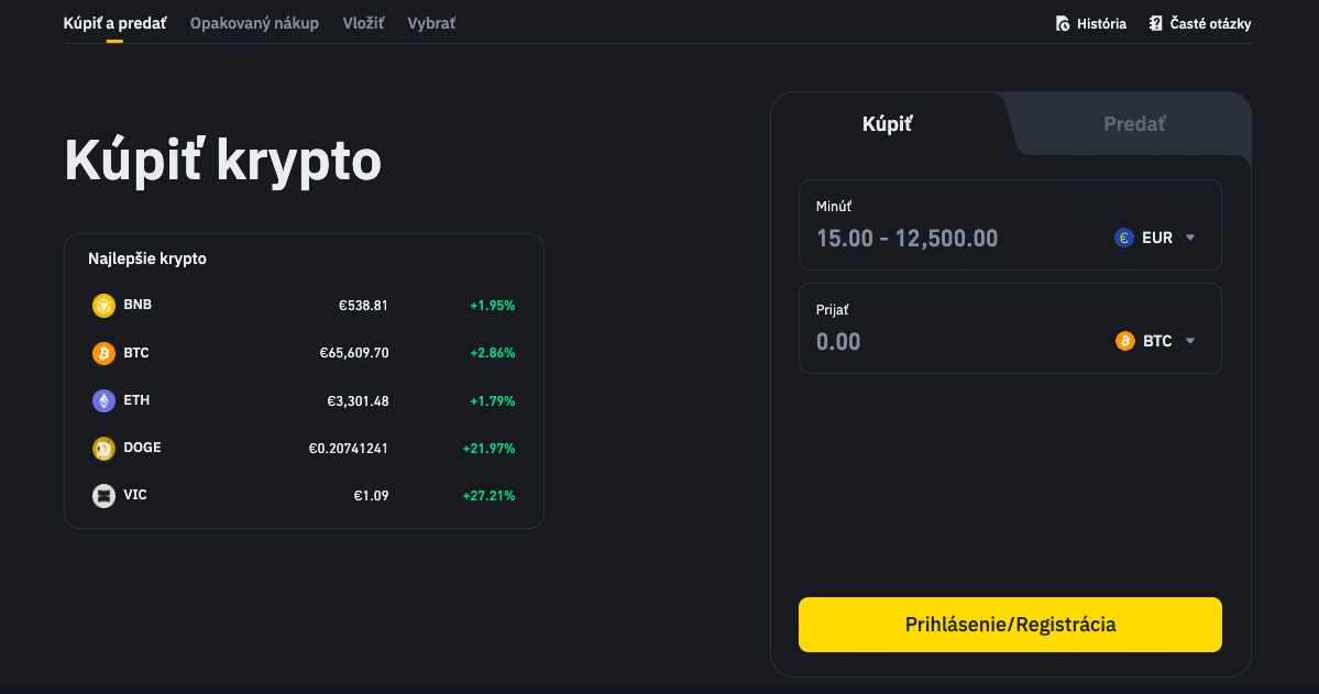 Kúpiť krypto Binance