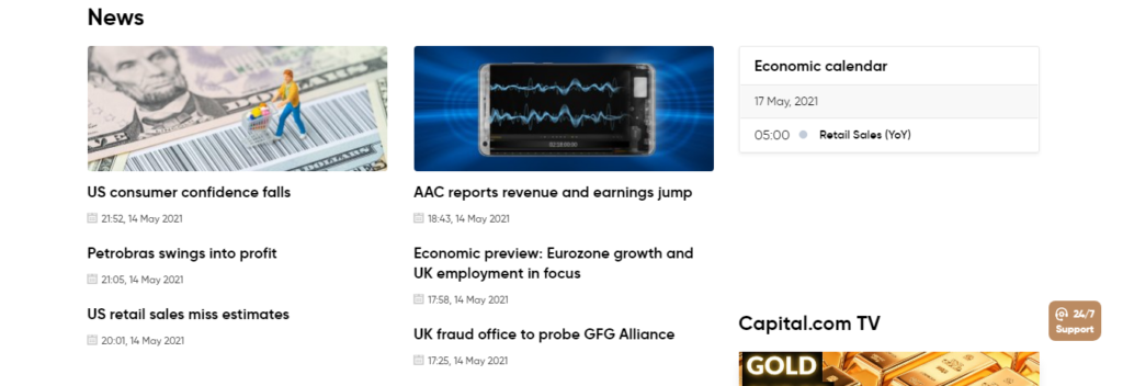 capital.com haberler ekranı