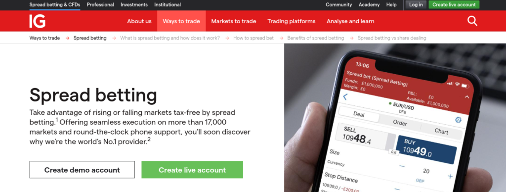 ig spread betting platform