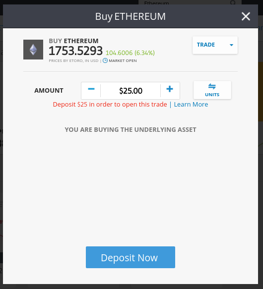 trade ethereum eToro