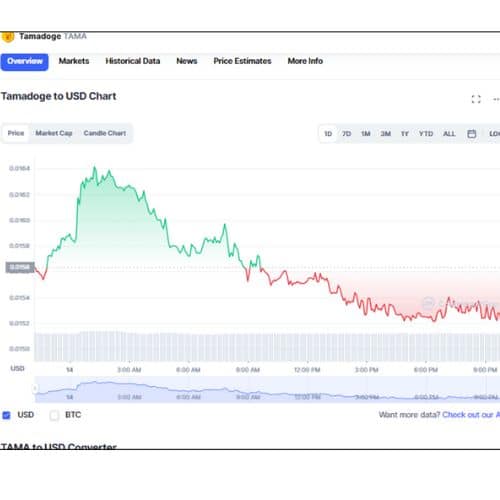 tamadoge to USD