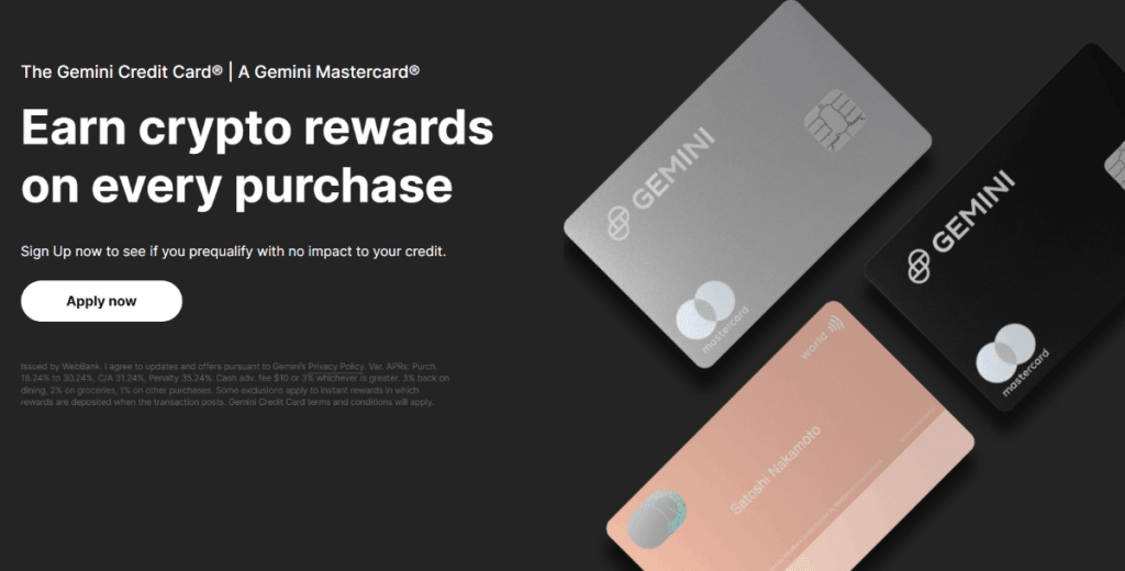 Earn Crypto Rewards with Gemini Credit Card