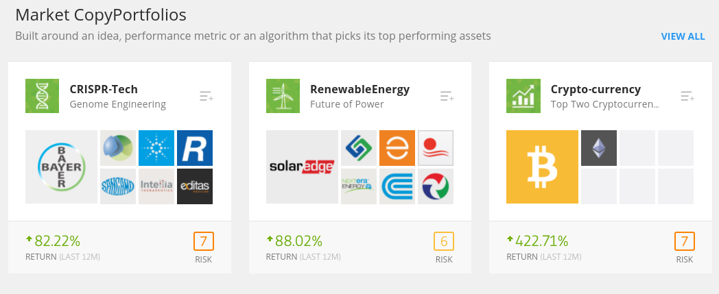 obchodná aplikácia etoro - funkcia copy portfolios