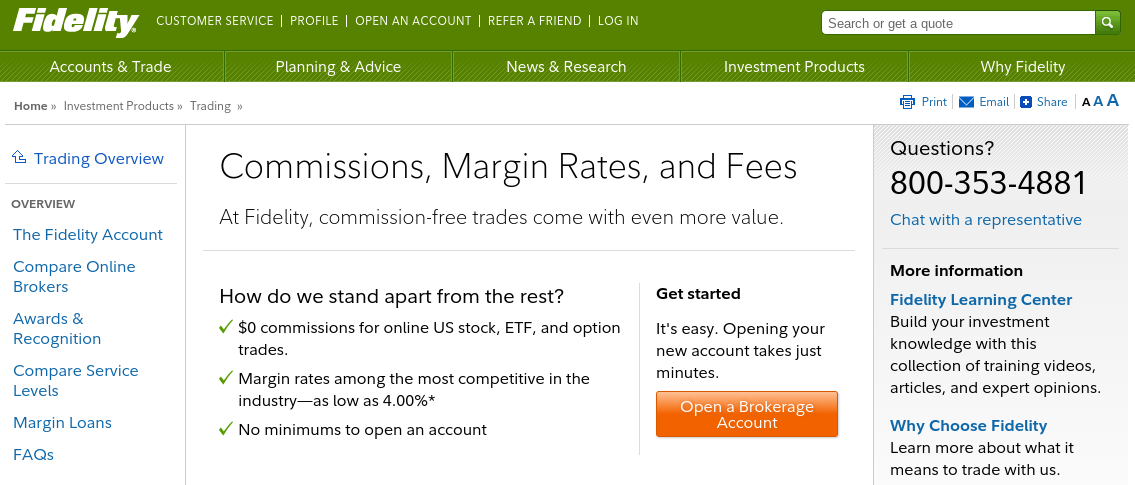 Fidelity stock trading platform - fees