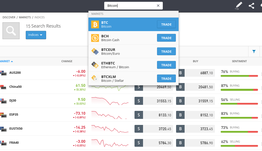 trade bitcoin on eToro
