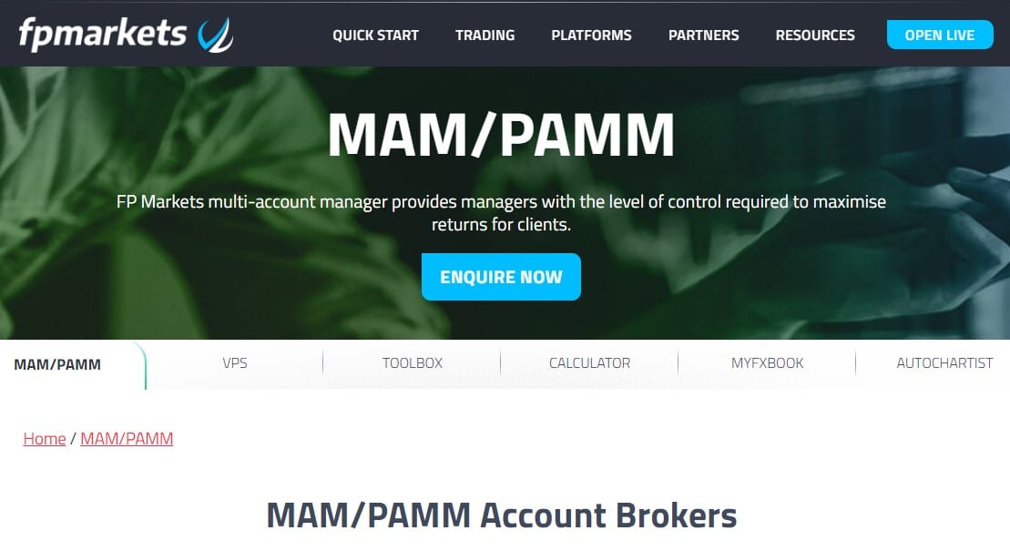 FP Markets MAM PAMM