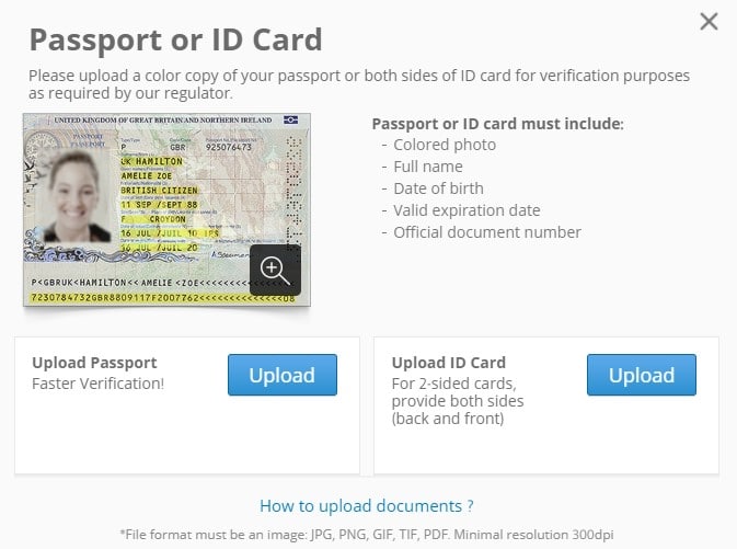eToro Passport or ID