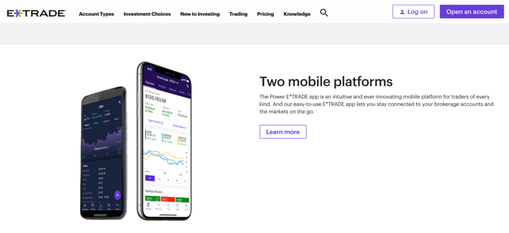 eTrade mobile trading app