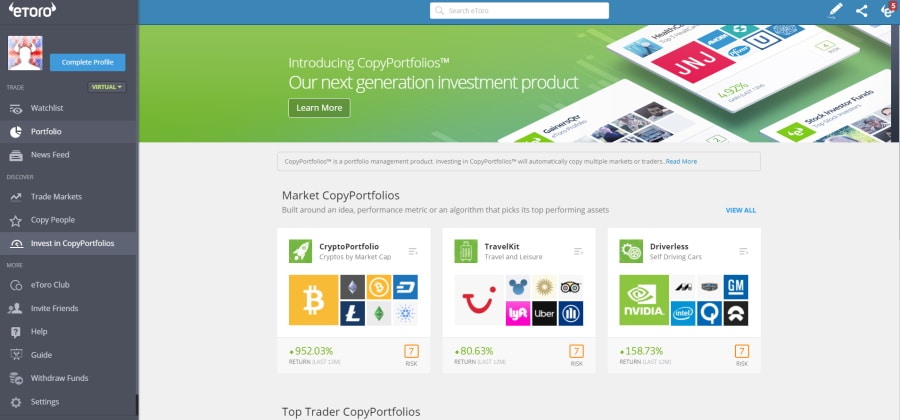 eToro CopyPortfolios